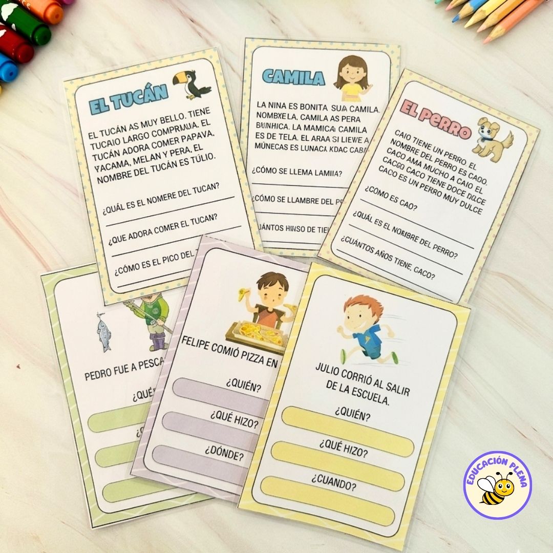 Tarjetas de comprensión lectora
