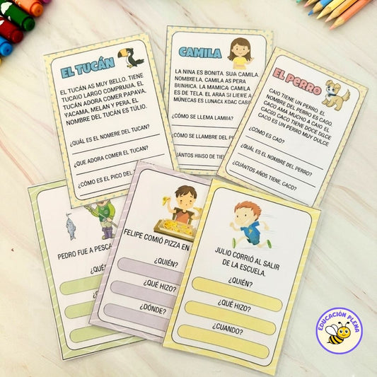 Tarjetas de comprensión lectora